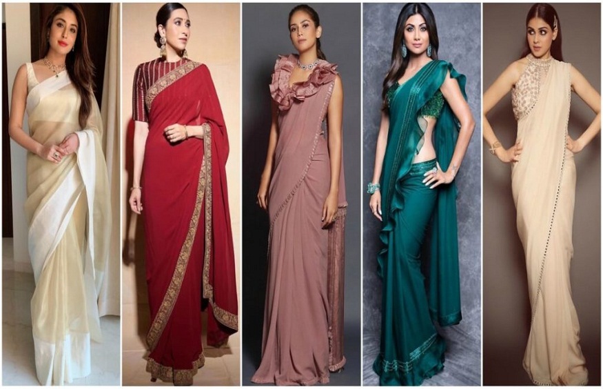 How can I accessorize an Organza outfit on plain sarees